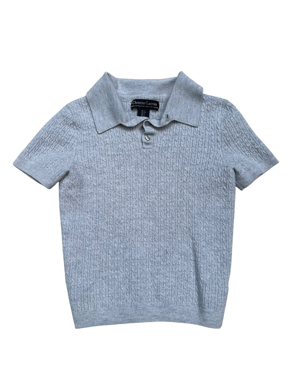 Christian Lacroix Gray Merino Wool Collared Sweater Women’s Small